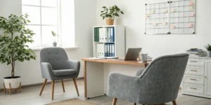 A modern therapist's office, a setting to find a therapist that accepts Medicare.