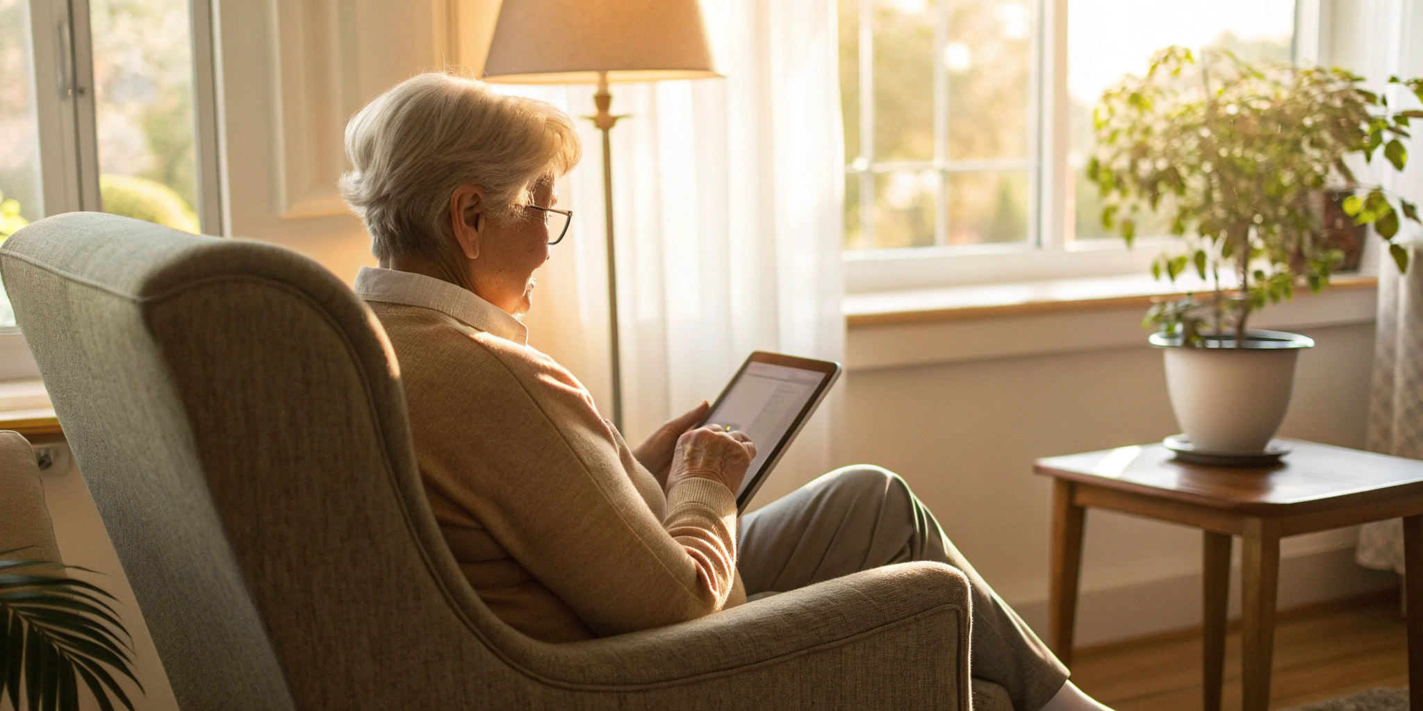 Woman searching for a list of Medicare providers on a tablet.