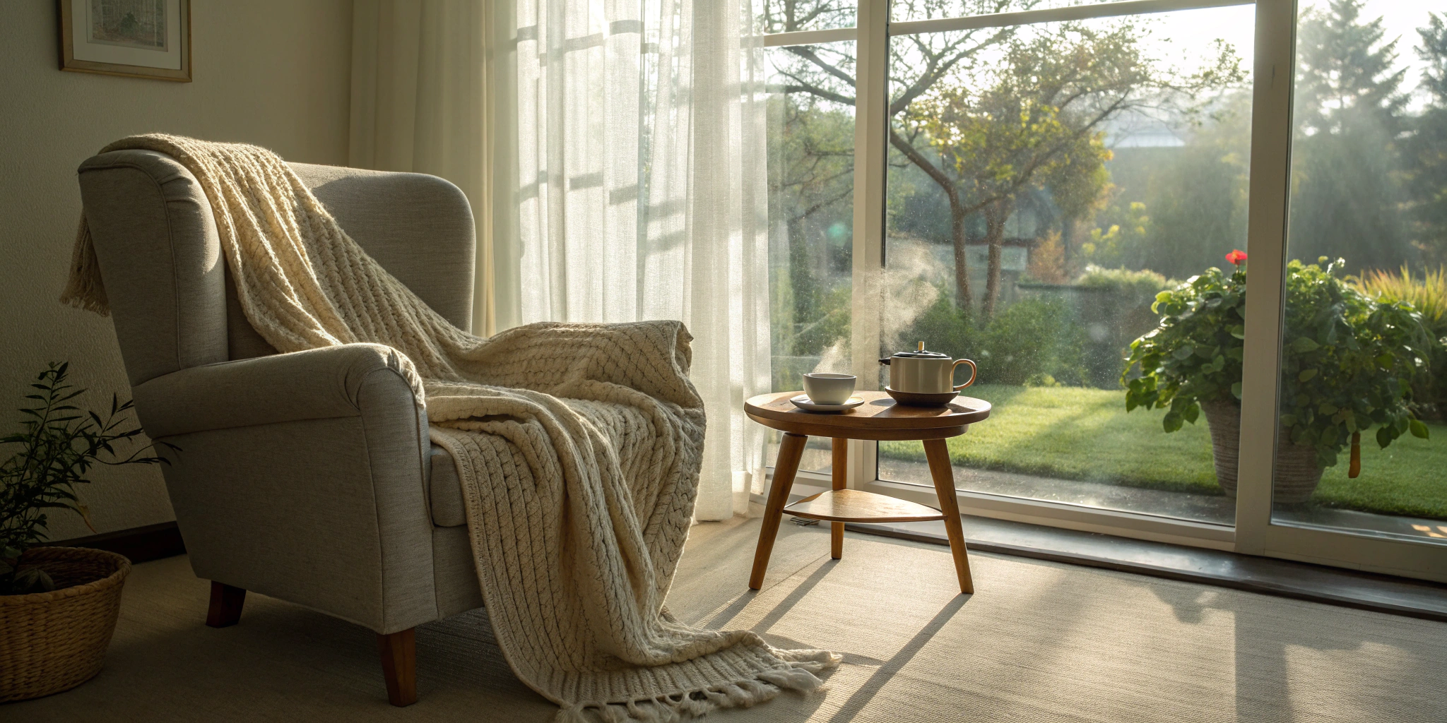 Armchair in a sunny room, a peaceful place to understand your Medicare mental health plan.