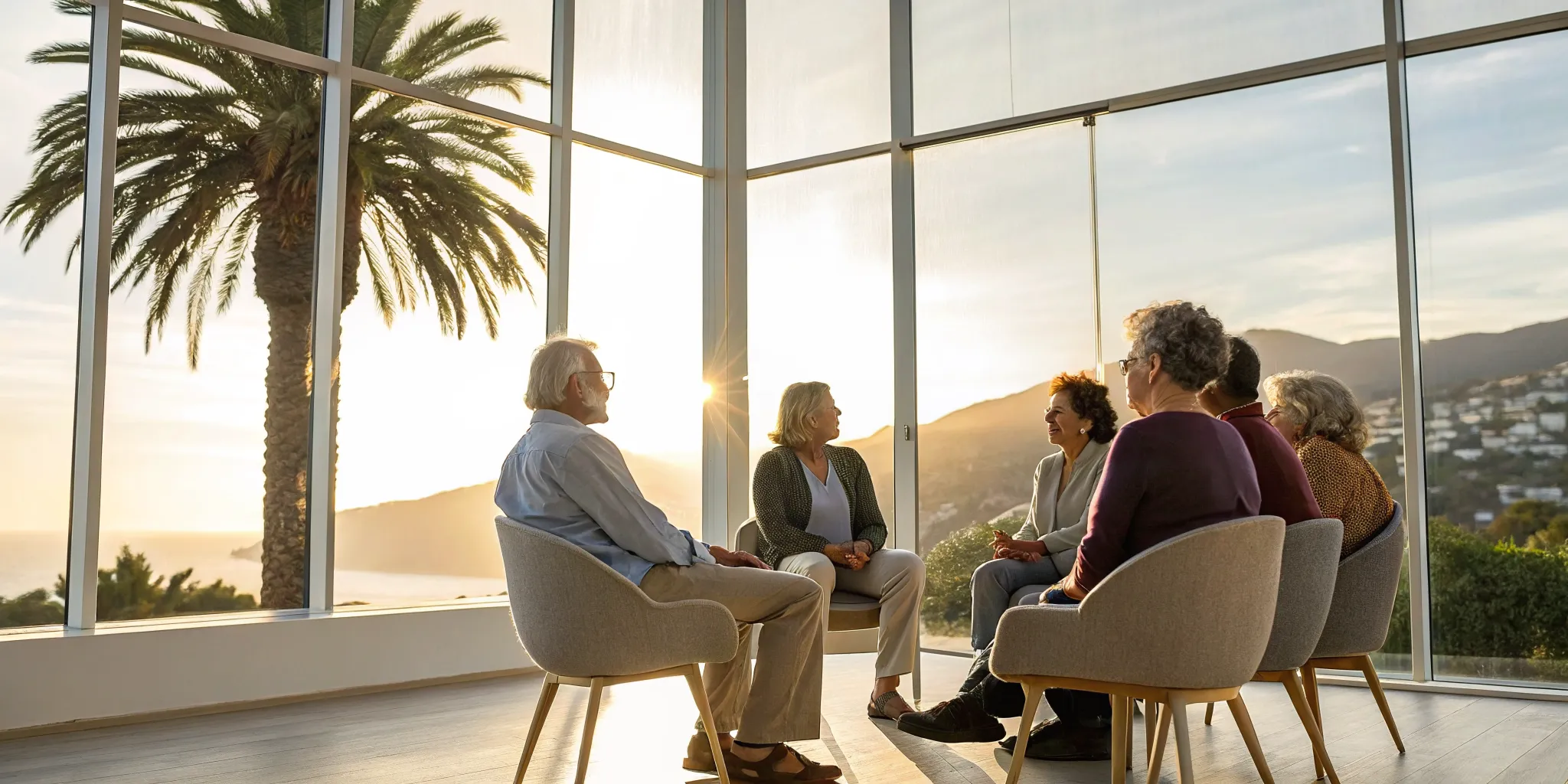 California seniors in group therapy for coping with illness.