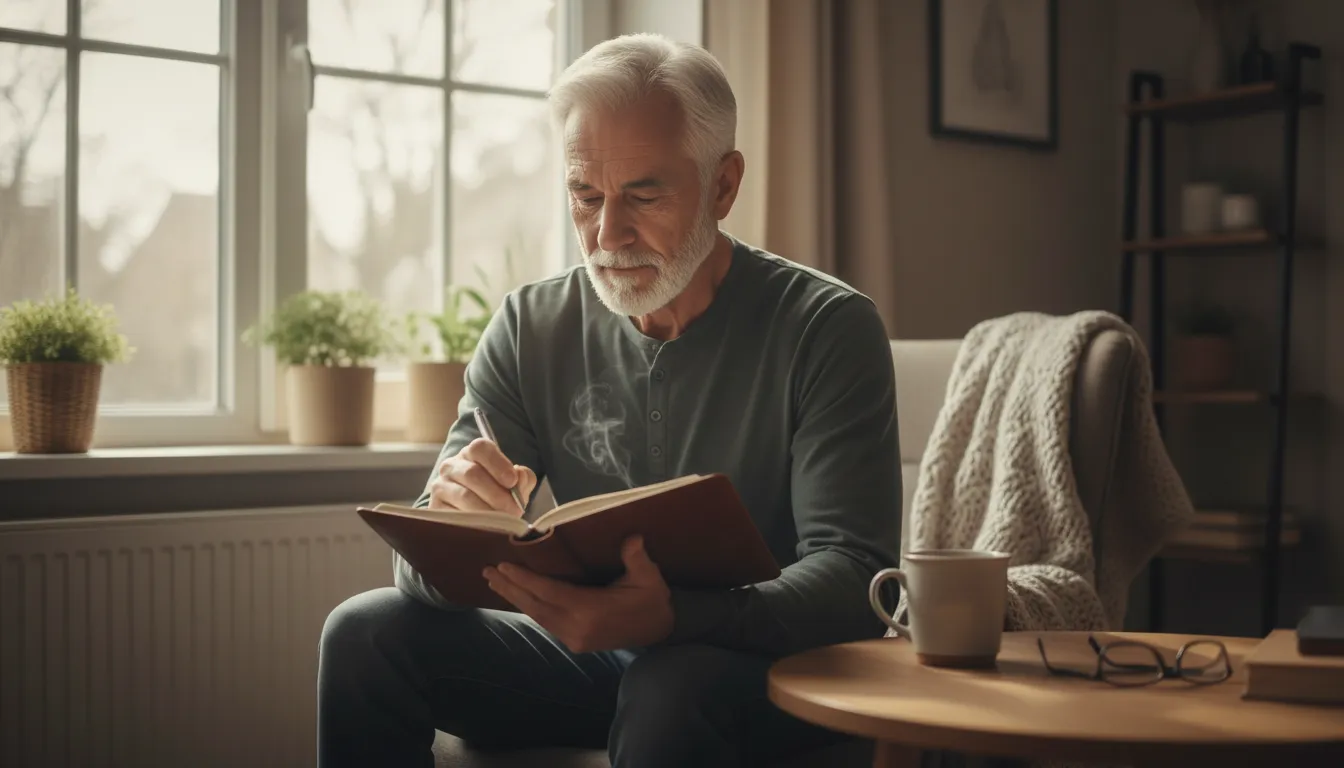 Older man reflecting by a window while learning about retirement depression in men