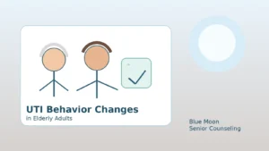 Caregiver noticing UTI behavior changes in elderly adult
