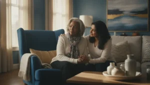 Older adult receiving support after a cancer diagnosis