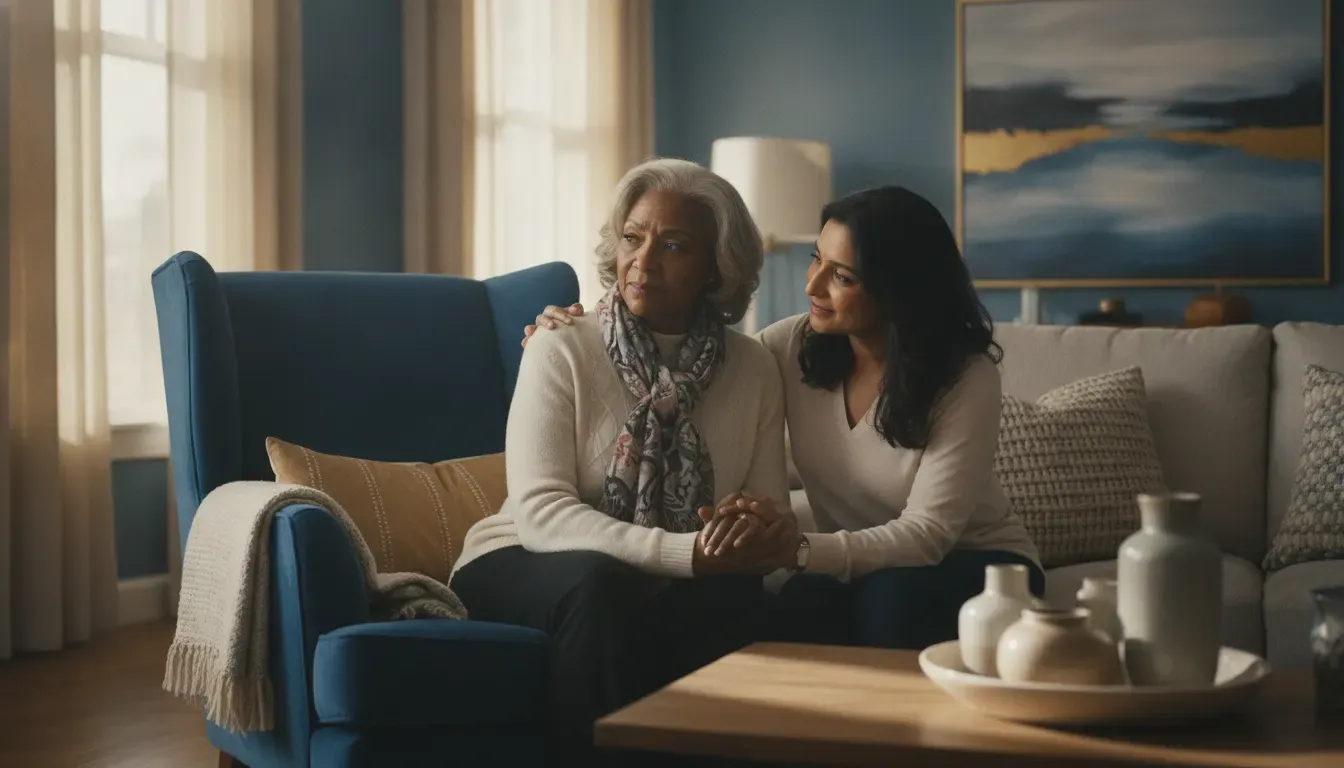 Older adult receiving support after a cancer diagnosis