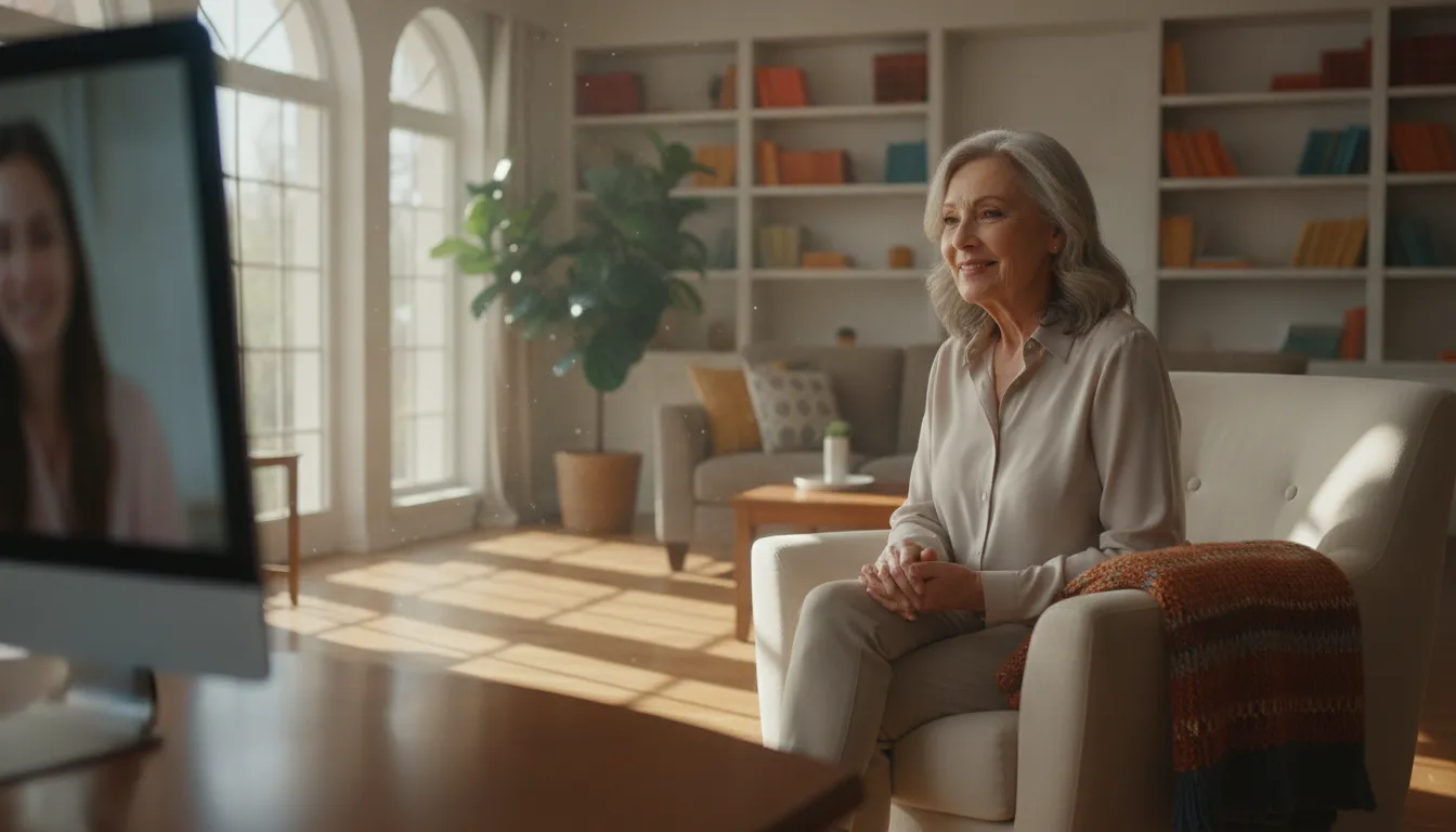 Homebound senior speaking with a counselor through individual teletherapy